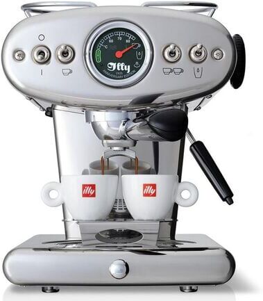 cafeIlly Espressomaschine Illy X1 Edelstahl Anniversary Ese & Gemahlener Kaffee - - MaxiCoffee