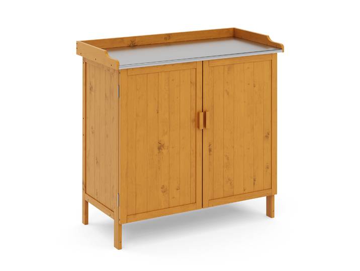 Pflanztisch mit Unterschrank Holz 98 x 95 cm natur