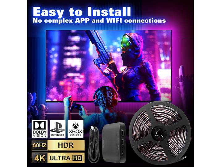 Nouveau rétro-éclairage Led TV ambiant 4K, boîtier de synchronisation de périphérique Compatible HDMI 2.0, prise ue/US, bande lumineuse RGB, Kit de lumière Led de synchronisation couleur pour écran