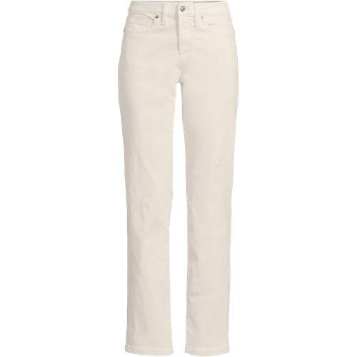 All-Day CoolMax Straight Fit Jeans Mid Waist, Damen, size: regular, Elfenbein, by Lands' End