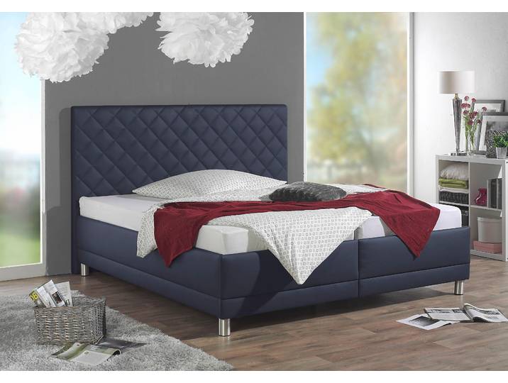 Polsterbett MAINTAL, blau, B:148cm L:214cm, Bezug Bettgestell: Kunstleder (100% Polyurethan), Betten, Polsterbett