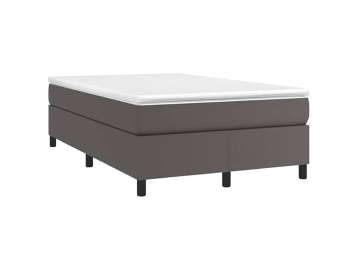 PUGYNBK Boxspringbett mit Matratze, Kunstleder, Grau, 120 x 190 cm Tonnentaschenfedern, mittelharter Ständer, Lattenboden, weicher Bezug für die Haut