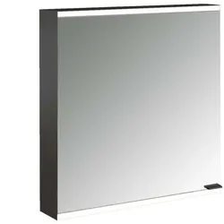 Emco prime Aufputz-Lichtspiegelschrank 949713521 600x700mm, 1 Tür, Anschlag links, schwarz/spiegel