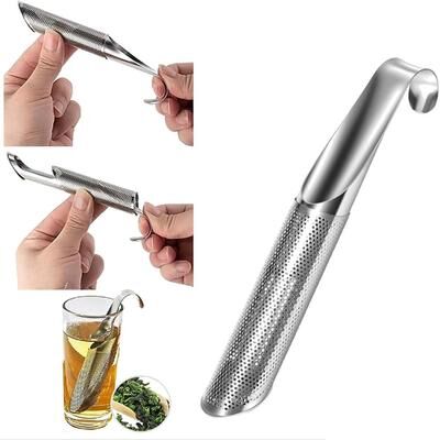 Inspire Daily Merch Durable Mesh Strainer Stainless Steel Tea Diffuser With Hanging Hook Handle Portable Loose Leaf Tea Steeper oval