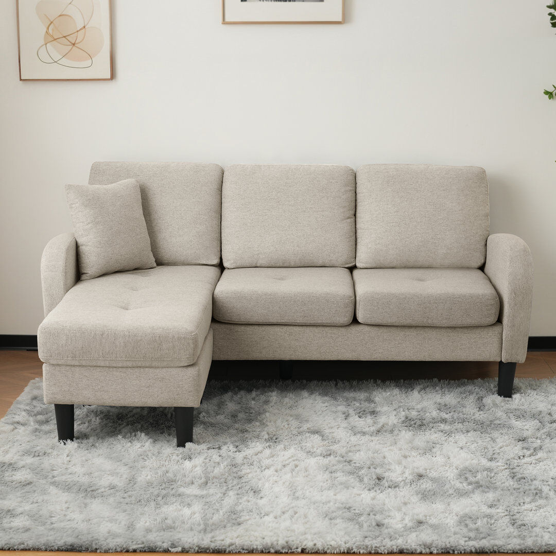 Norden Home 3 Seater Cotton Blend Sofa Beige 77cm H X 166cm W X 118cm D