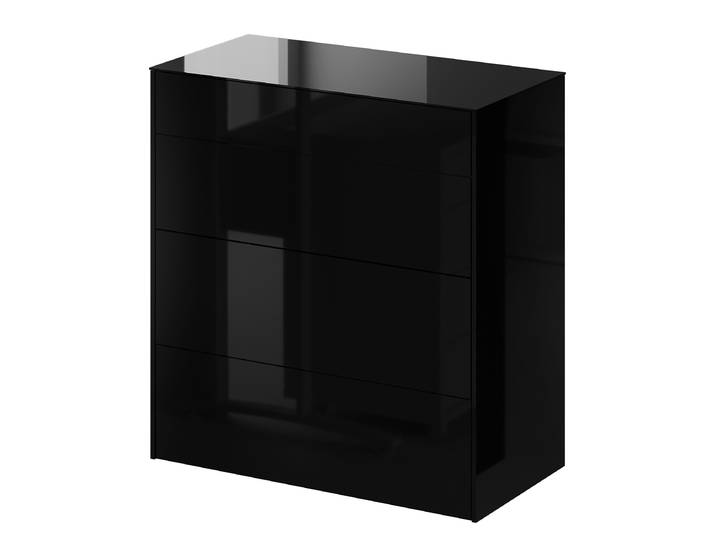 Kommode - Breite 82 cm 82 x 89 x 42cm Schwarz/Schwarz