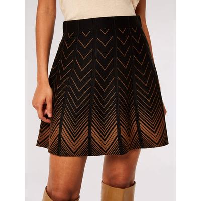Minirock APRICOT "Plissee-Minirock", Damen, Gr. S (36), schwarz, Strick, Obermaterial: 82% Viskose CV. 18% Polyester PES., A-Linie, Röcke Minirock, mit Chevron-Muster