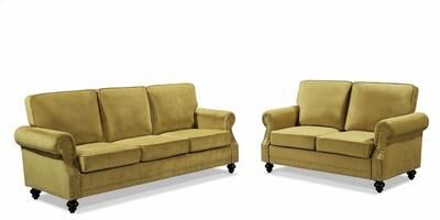 US Pride Furniture Container Furniture Nailhead Velvet 2-Piece Set, Loveseat and Sofa