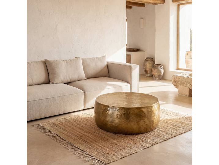 Table basse en aluminium doré, ∅99 cm