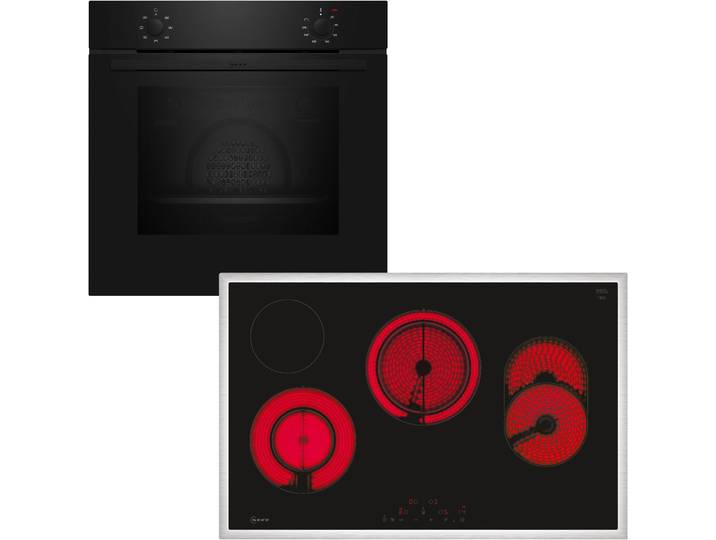 NEFF Backofen-Set BX18B , Energieeffizienz: A, schwarz, Herdsets, CircoTherm zum Backen auf 3 Ebenen & Powerstufe für schnelle Hitze, Backofen-Set
