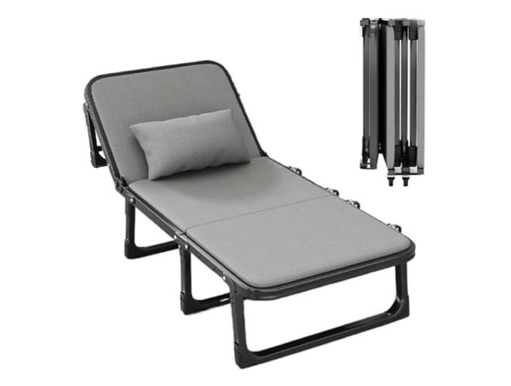 EBzvblxm Klappbett aus Stahl mit Matratze Mehrfarbig, Verwendungsszenario: Schlafzimmer, Büro, Zuhause, Camping, Picknick(Grey)