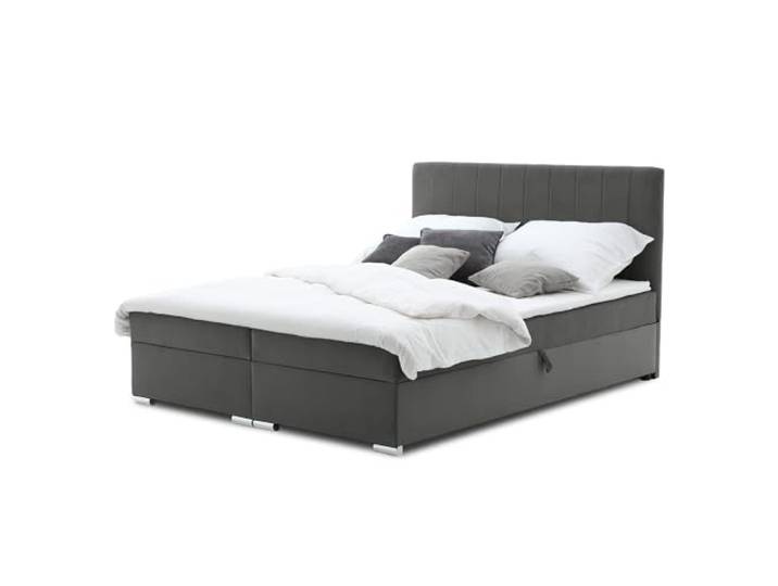 Mebligo Boxspringbett 180x200 mit Bettkasten und Kopfteil, Doppelbett mit Bonell-Matratze und Topper, Polsterbett, Boxspringbett Graphit - ELMA Serie