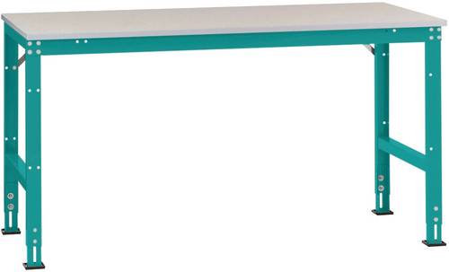Manuflex AU6121.5021 Arbeits-Anbautisch UNIVERSAL Standard mit Melaminplatte, BxTxH = 2000 x 1000 x 760-870mm Wasserblau