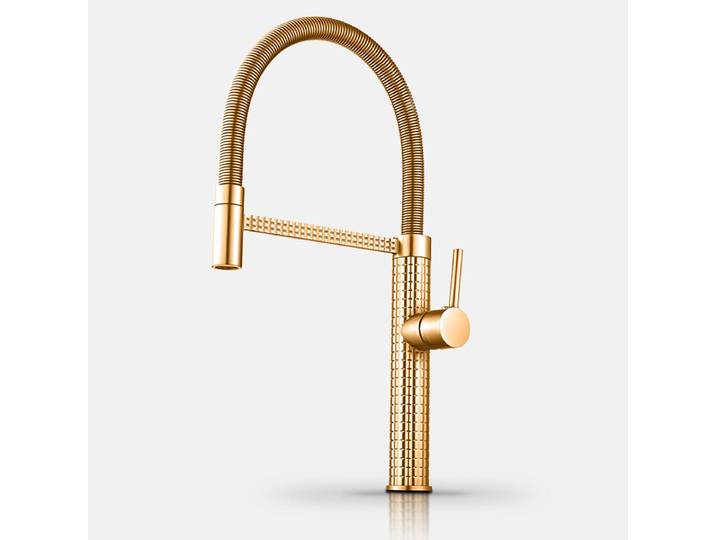 Robinet de cuisine en laiton doré, robinet de cuisine de luxe pour évier rotatif, mélangeurs d'eau chaude et froide à ressort, accessoires de robinet Robinet d'évier de cuisine