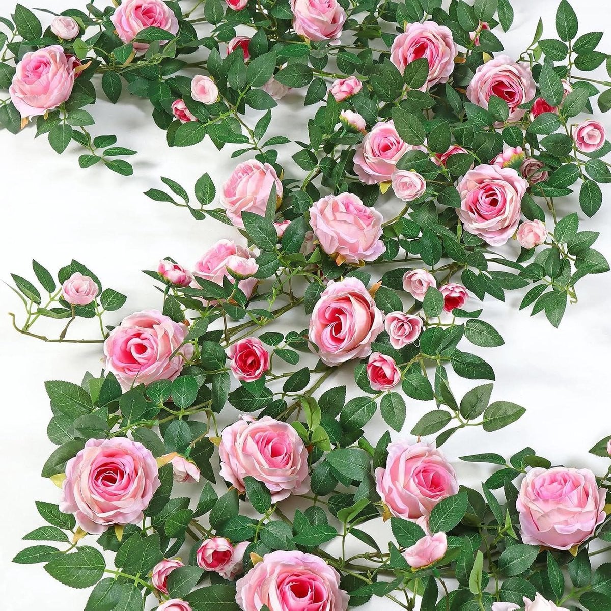 Roze Kunstbloemenslinger met Zijden Rozen - Decoratieve Slinger voor Bruiloften - 2 x 180 cm