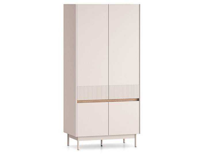 Lomadox Kleiderschrank DINAR-131 kaschmir matt Eiche Dekor Rillenoptik 92 cm breit Softclose