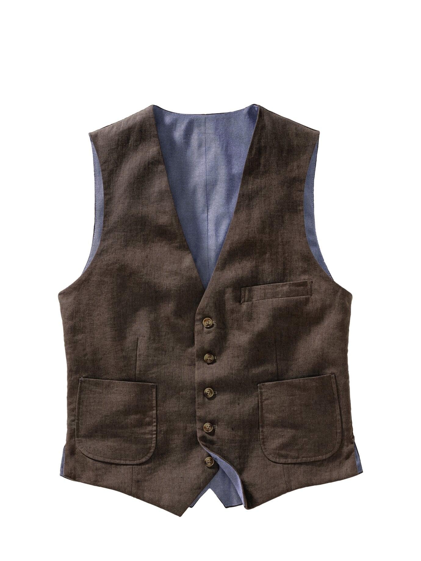 Mey & Edlich Herren Pfeif-drauf-Weste Braun 100 % Leinen
