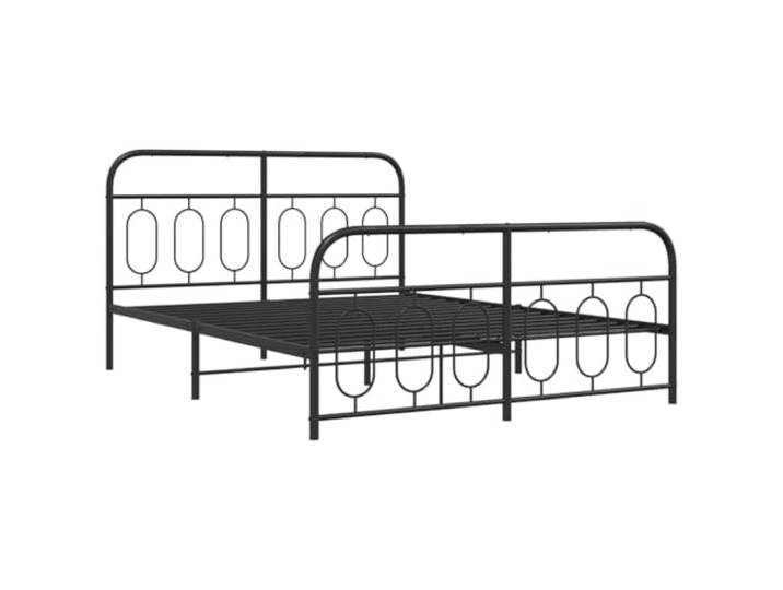 KTHLBRH Bettgestell aus schwarzem Stahl, 135 x 190 cm, mit Kopfteil Stabiles Metallgestell, Stauraum unter dem Behälter, Rückenstütze zum Lesen, Fußteil inklusive