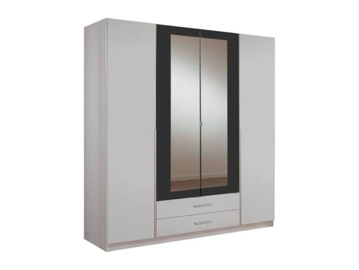 Wimex Skate Drehtürenschrank 4-türig - Dekor weiß, Spiegelglas Modern