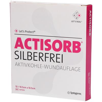 Actisorb Silberfrei 10,5x10,5 cm Aktivkohle 10 St Kompressen