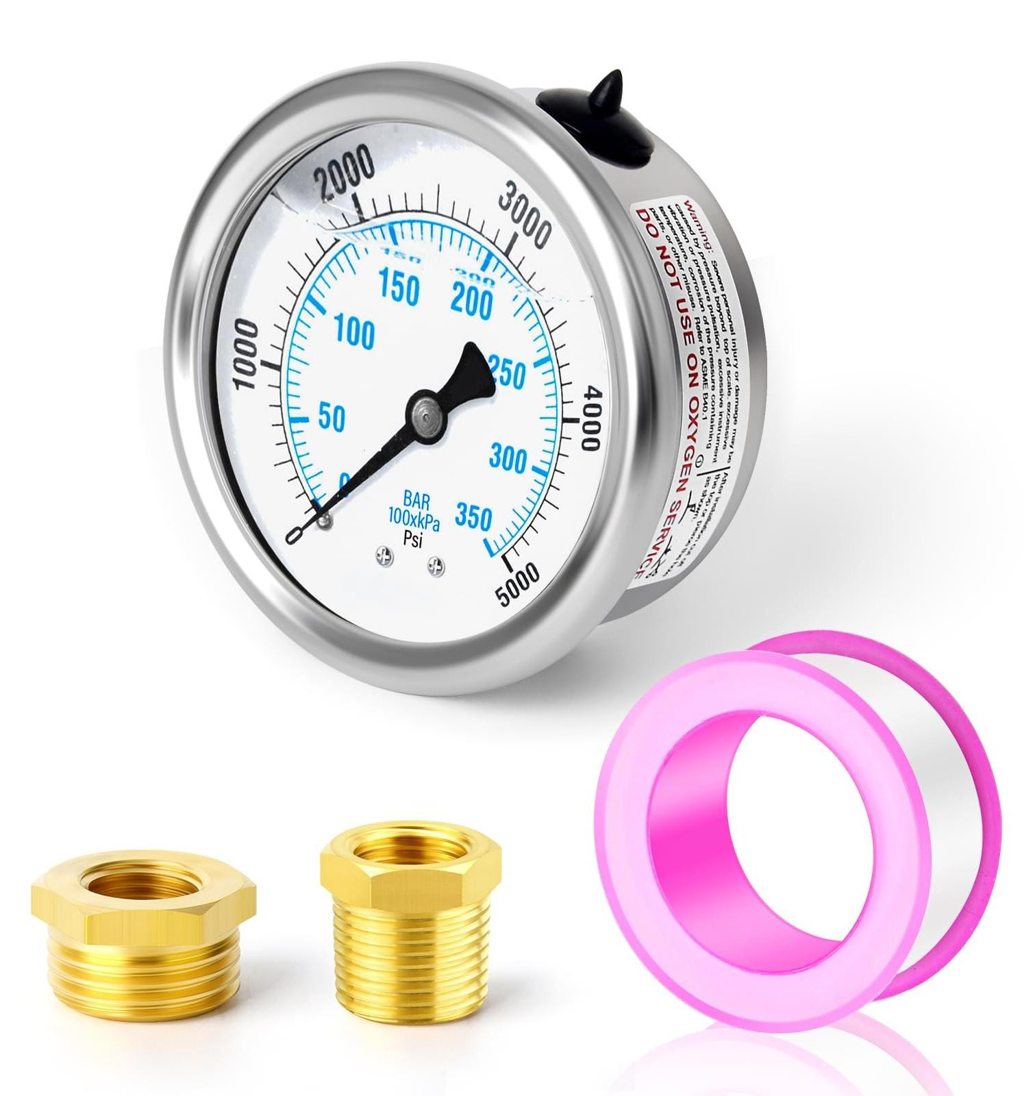 Solidchoice RVS Drukmeter met 1/4 inch BSP aansluiting tot 350 bar