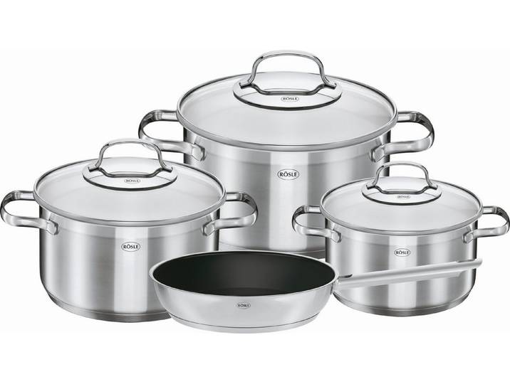 RÖSLE Topf-Set 4-teilig ELEGANCE 13470 Induktion mit Glasdeckel