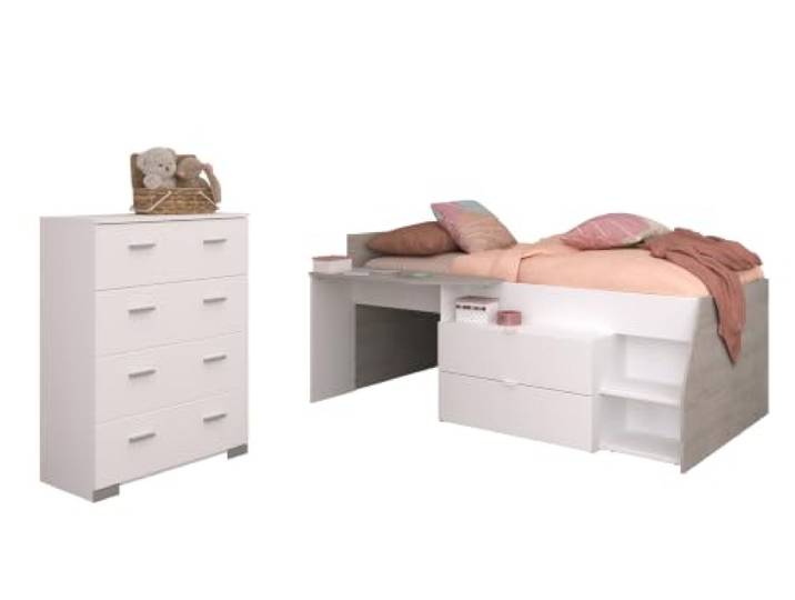Parisot Kinderzimmer 2-teilig Milky 16 Weiß/Grey Loft