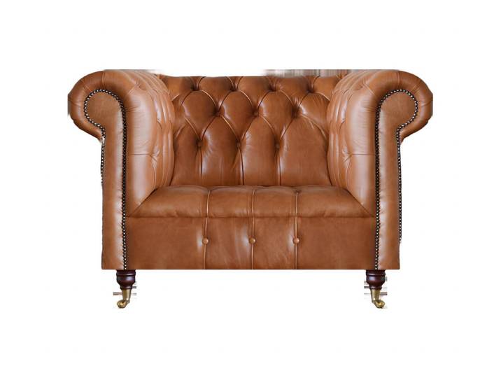 Xlmoebel Sessel Eleganter Chesterfield Sessel in hellbraunem Lederlook (Sessel), Hergestellt in Europa