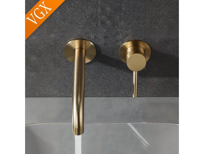 Robinet de salle de bain encastré VGX Gold en acier inoxydable 304, mitigeur de lavabo, robinetterie de lavabo gourmet, robinet d'eau chaude et froide
