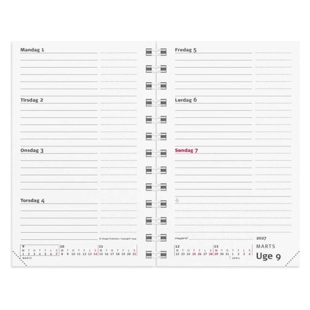 Mayland-Burde Mini Planner ugekalender sort vinyl 2027 (27084500)