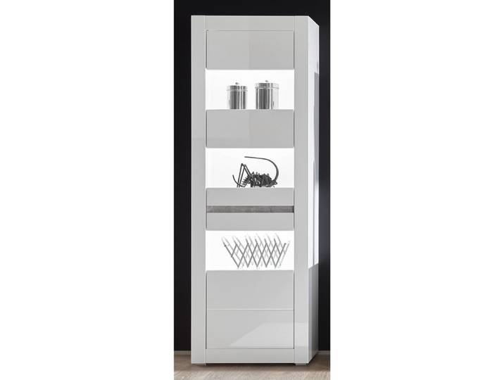 Lomadox Vitrine COGO-61 weiß Hochglanz Beleuchtung Design Griffmulden 66x198x35cm
