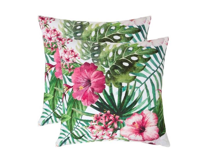 OUTDOOR-KISSEN 2er-Set 45/45 cm – Hibiskus-Blüten
