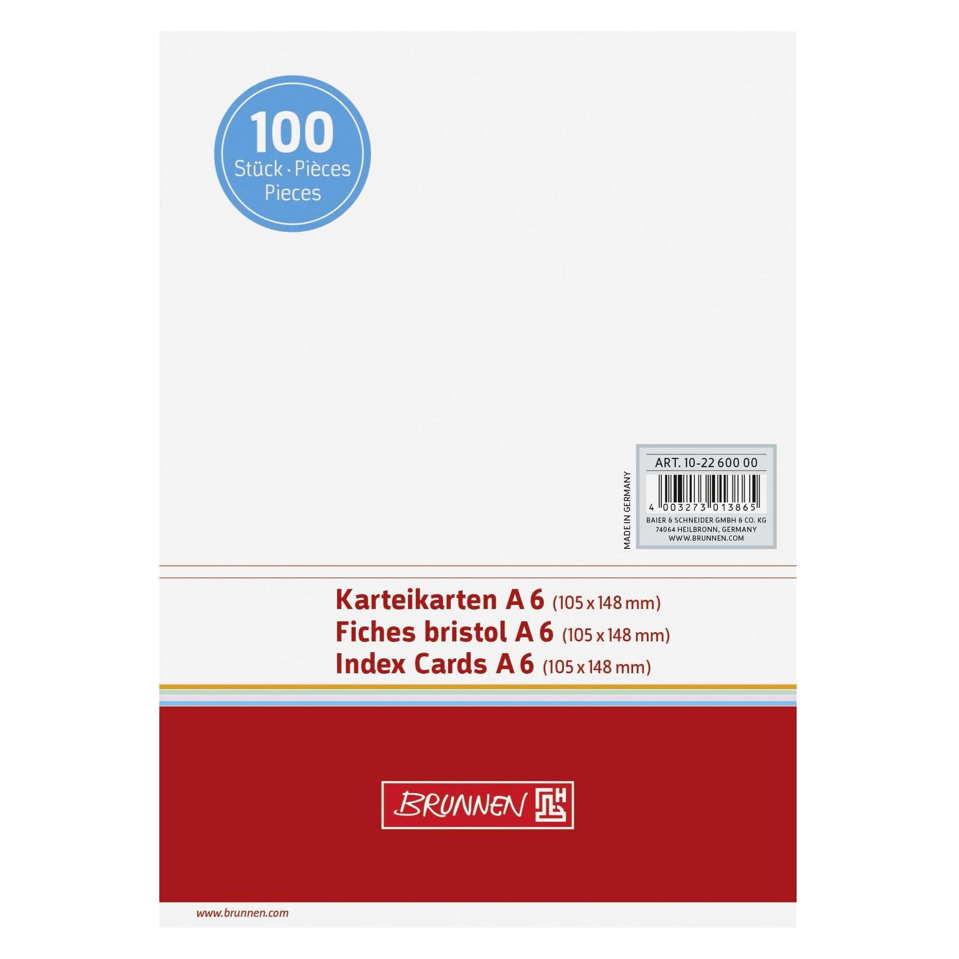 Brunnen Karteikarten (A6, 100x, 180 g/m²) (102260000)