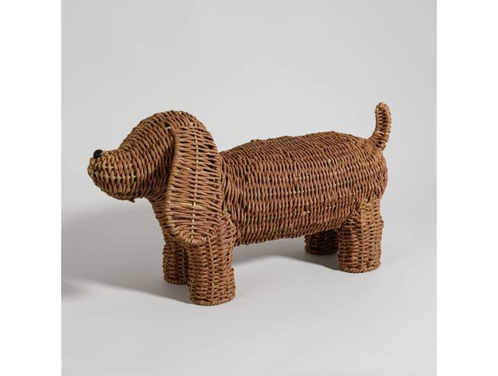 Braune, geflochtene Papierhundefigur, H 27 cm