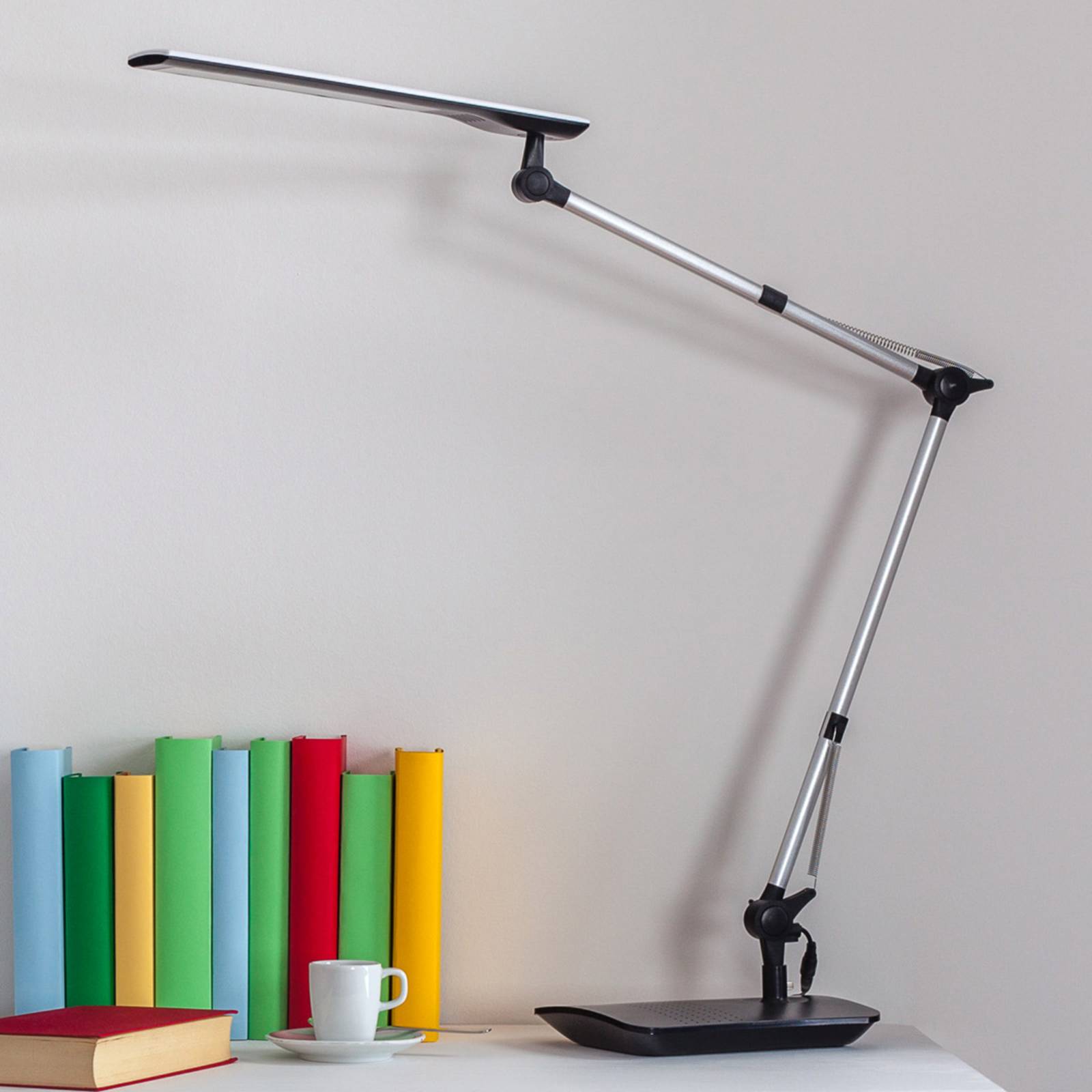 Lámpara de escritorio LED FELIPE Lindby, atenuable, Aluminio / Gris / Cinc, Despacho / Oficina, Moderno, Lámpara de mesa LED