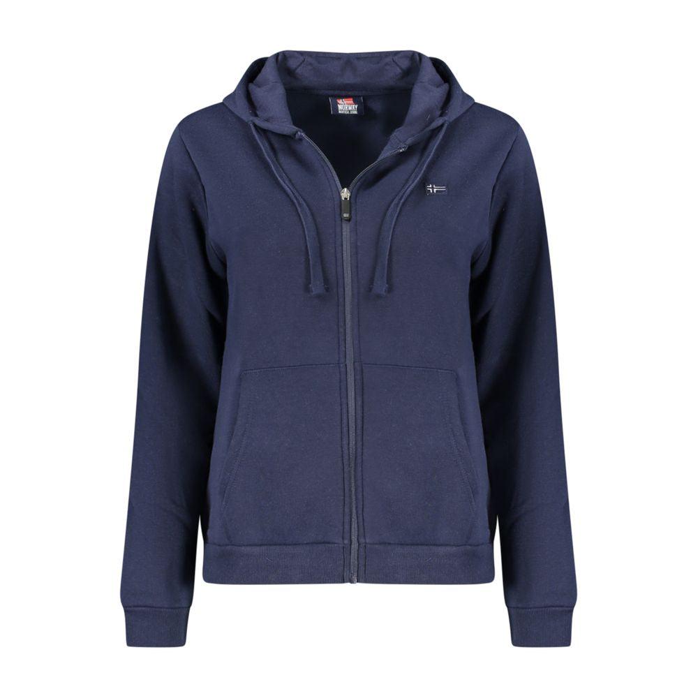 Noorwegen 1963 Blauwe Katoenen Dames Sweater met Capuchon en Rits