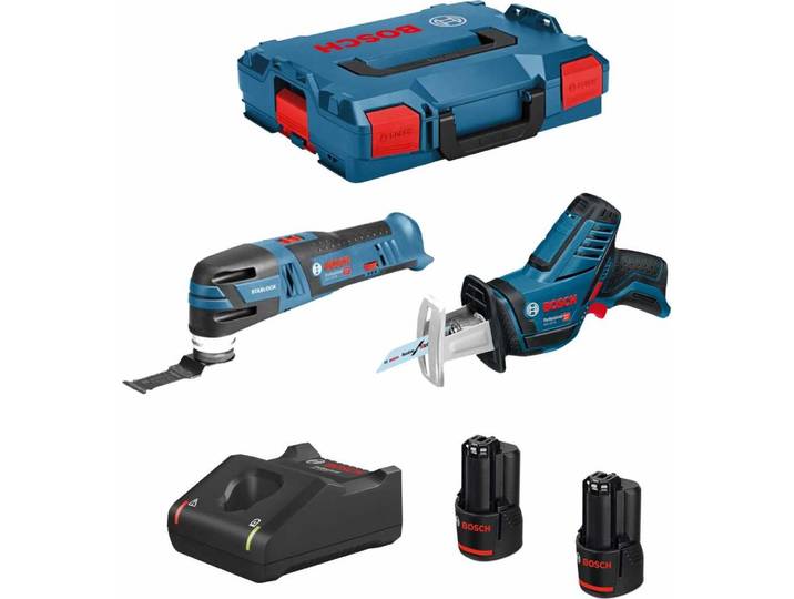 BOSCH Kit 12V B12GSAGOP2bat3a-40 (GSA 12V-14 + GOP 12V-28 + 2 x 3.0 Ah + GAL12V-40 + L-Boxx 102)