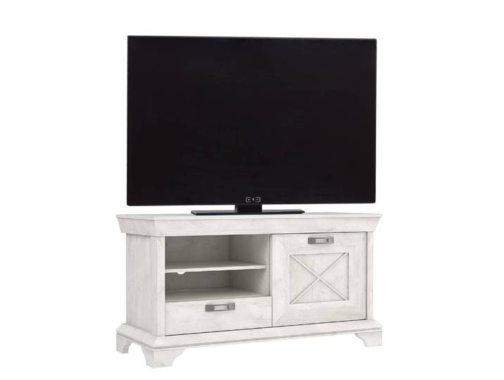 Meuble TV I Panneau aggloméré enduit Blanc 123 x 67 x 48cm