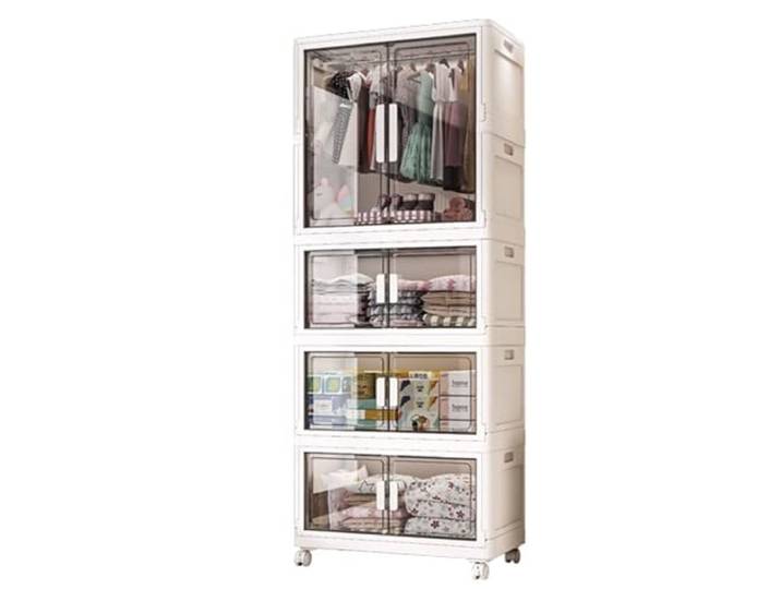 JHGFVDX Klappbarer Kleiderschrank, Kleiderschrank, Faltbarer Kleiderorganizer mit Rollen und Magnettüren(70 * 38 * 168cm)
