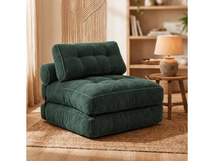 Fabulcozy 4-in-1 Schlafsofa 1-Sitzer, Klappbarer Sessel, Platzsparend und Kompakt Verpackt(Grün)