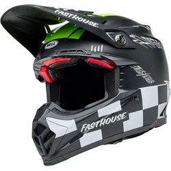 Bell Moto-9S Flex Fasthouse Smoke Bomb, Motocrosshelm - Matt Schwarz/Weiß/Neon-Grün - XL