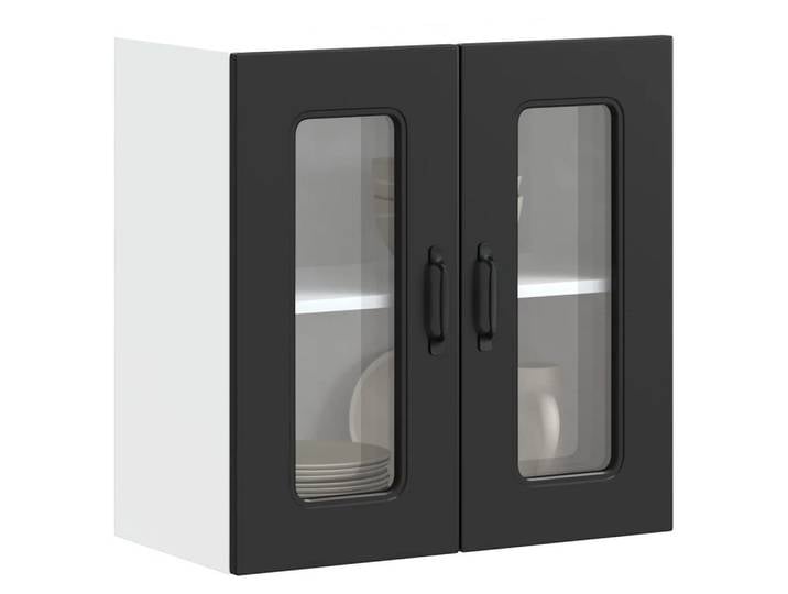 vidaXL Hängeschrank vidaXL Küchen-Hängeschrank mit Glastür Kalmar Schwarz Holzwerkstoff