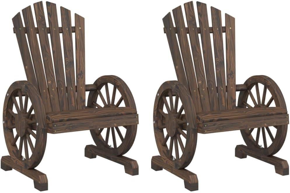 2 Adirondack-Gartenstühle aus massivem Tannenholz, Gartensessel für Terrasse, Innenhof und Balkon, witterungsbeständig, 63 x 62 x 99 cm