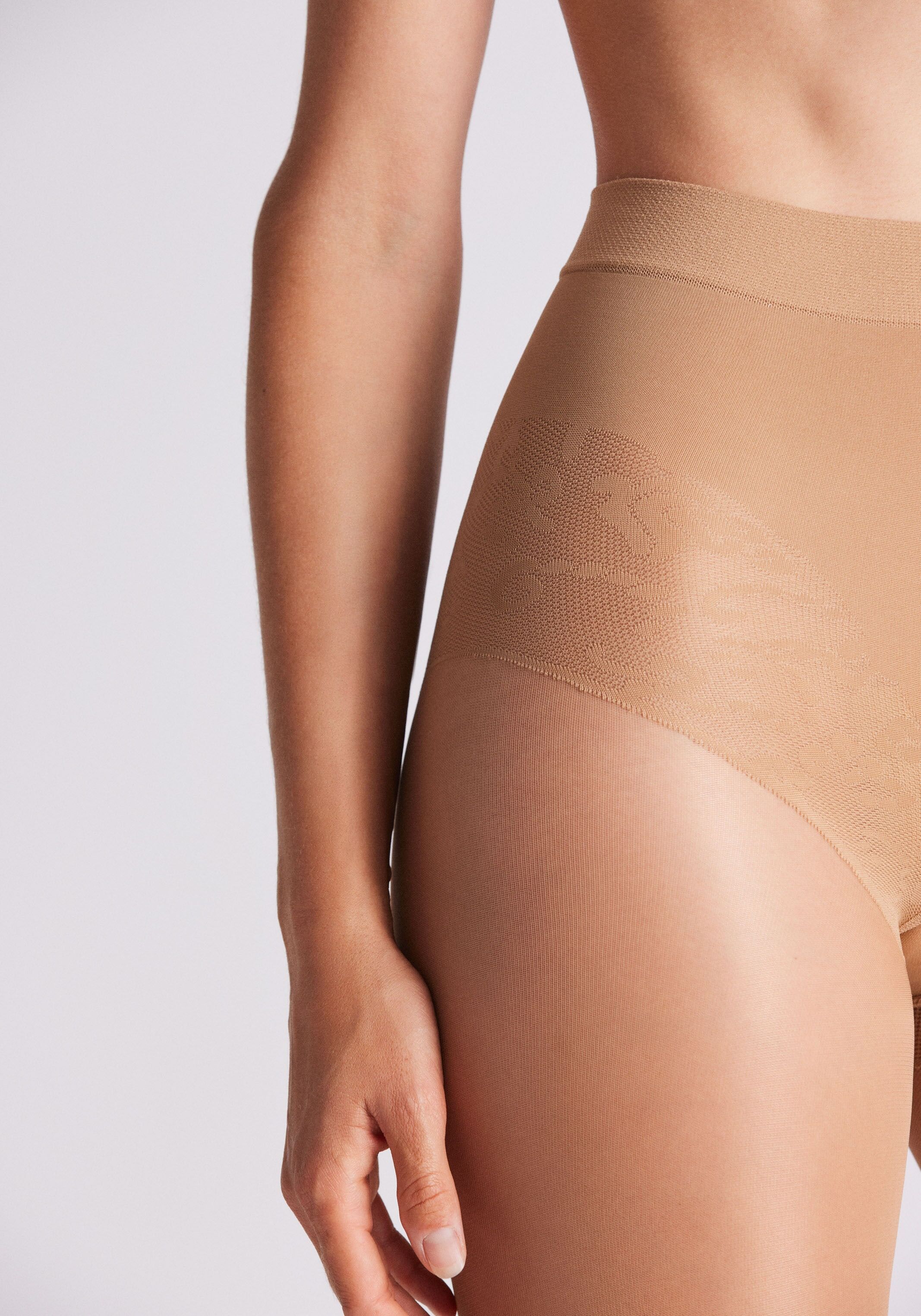 Shaping-Strumpfhose YSABEL MORA "SHAPING TIGHTS BASIC COLLECTION", Damen, Gr. M, beige, Obermaterial: 85% Polyamid, 15% Elasthan, unifarben, Strumpfhosen Shaping-Strumpfhose, mit Spitzenhöschen-Optik, Shaping-Effekt beige M