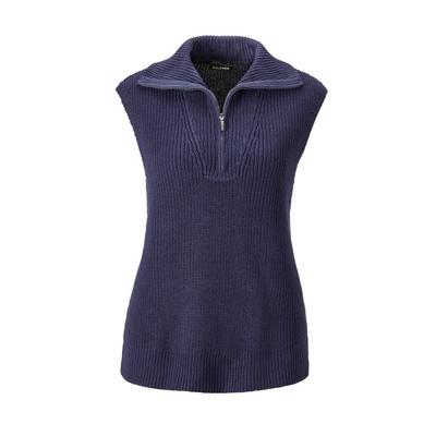 Pullunder GOLDNER "Modischer Pullunder mit Troyerkragen", Damen, Gr. 46, blau (marine), Obermaterial: 50% Baumwolle CO. 50% Polyacryl PAN., Sonstiges, Pullover Pullunder, Troyerkragen mit Reißverschluss