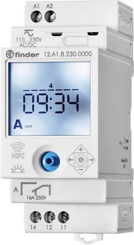 Finder 12.A1.8.230.0000 Zeitschaltuhr für Hutschiene 230 V/AC Astronomisch, Wochenprogramm