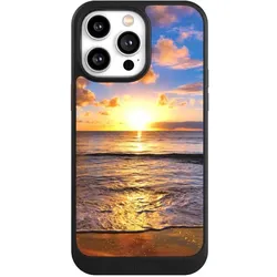Nivocase Hülle für Apple iPhone 14 Pro Max Handyhülle NIVOcore Case Schwarz Meer Sonnenuntergang Strand (Apple iPhone 14 Pro Max), Smartphone Hülle, Schwarz