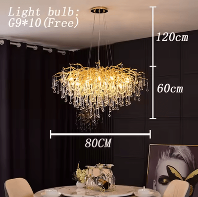 Inspire Picks Nordic Gold K9 Crystal Chandelier Modern Luxury LED Ceiling Light dia80cm pendant gold Body warm White