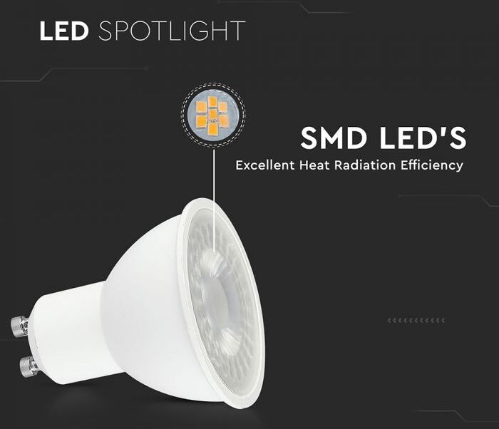 V-Tac Vt-291 Lampadina Led Gu10 Faretto 7.5w 38° Copertura Trasparente Luce 3000k - 218751
