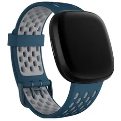Fitbit Versa 3/Sense Sportarmband L (Silikon), Uhrenarmband, Blau, Grau